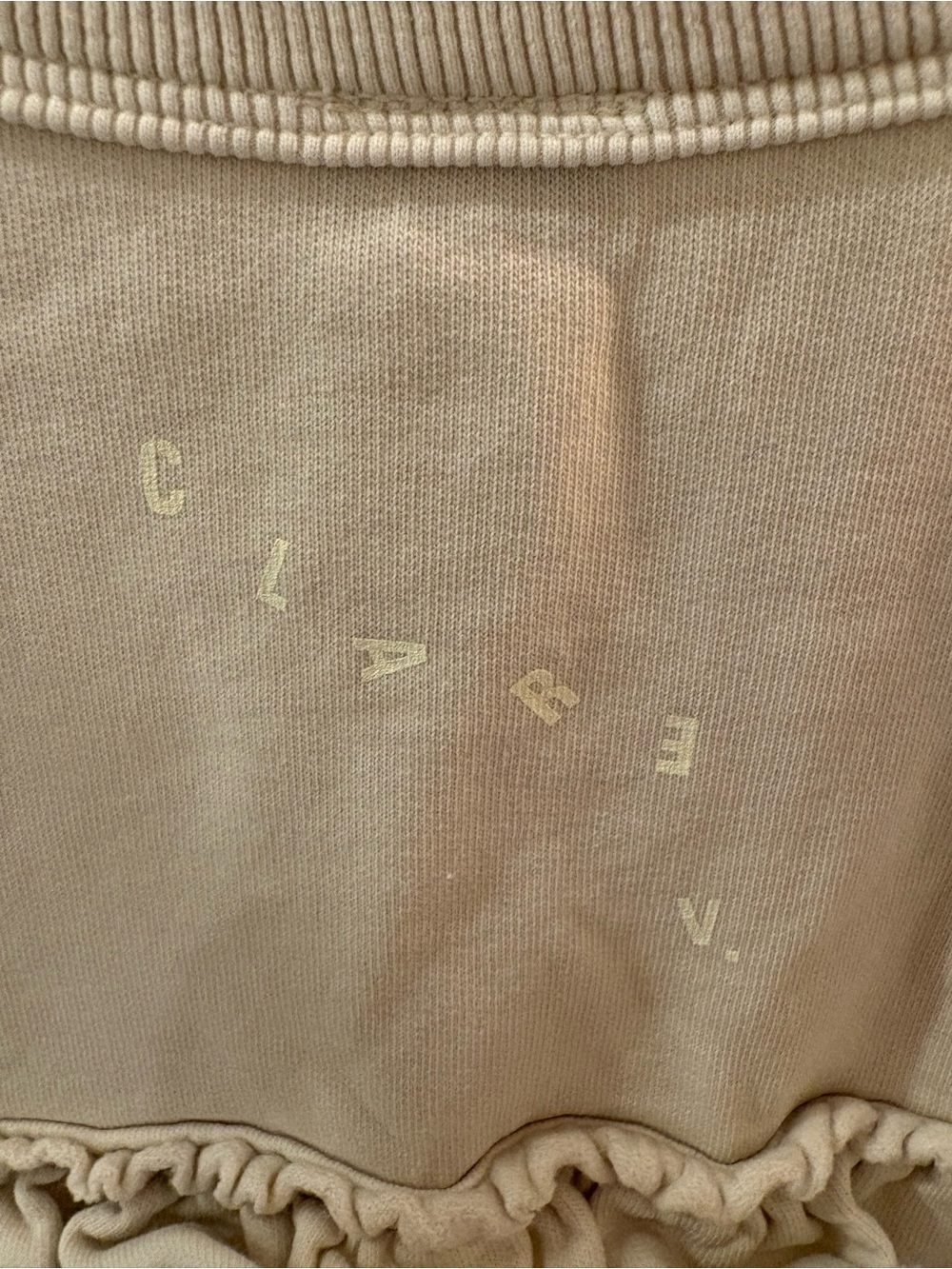 Clare V Cream Ribbed-Neck Sweatshirt - Picture 4 of 5